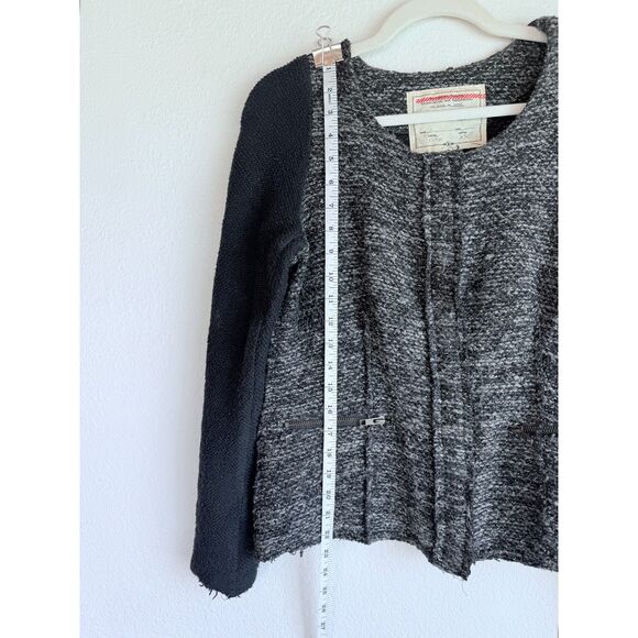 Anthropologie Cartonnier Glimmered Tweed Snap Front Jacket in Gray & Black Sz M - Picture 11 of 13